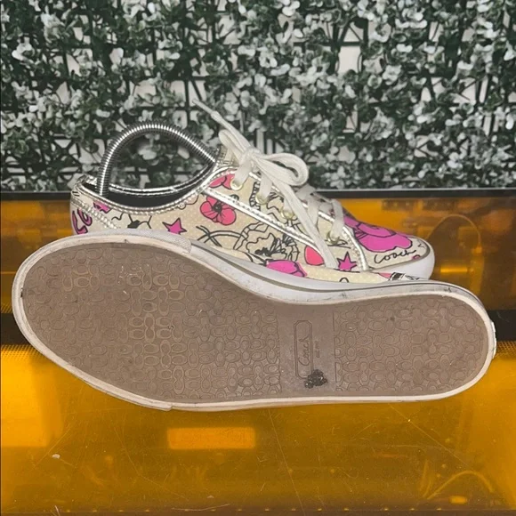 Coach Pink and Tan Patterned Sneakers - Picture 5 of 9